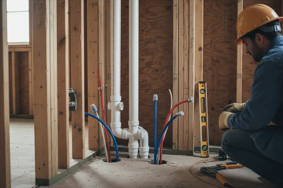 Drain and supply rough-in during Drain Cleaning in Barling