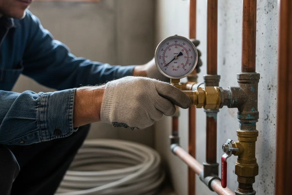 Pressure testing a repaired line during Water Line Repair in Barling